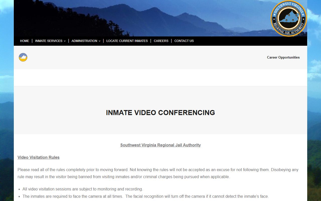 Tazewell County inmate records SWVRJA video visitation schedule