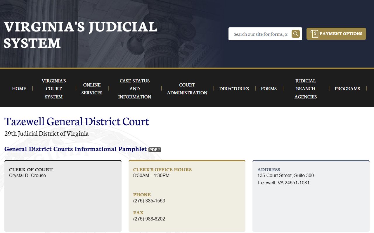 Tazewell County court records after jail arrest General District Court schedule